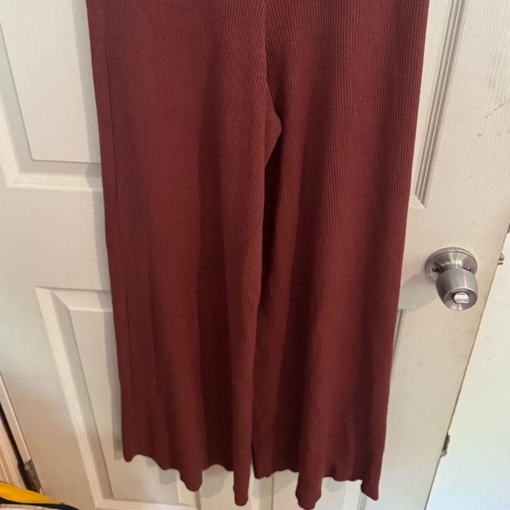 Free People Emilie Sweater Wide Leg Pants Medium In Rust - Picture 7 of 16